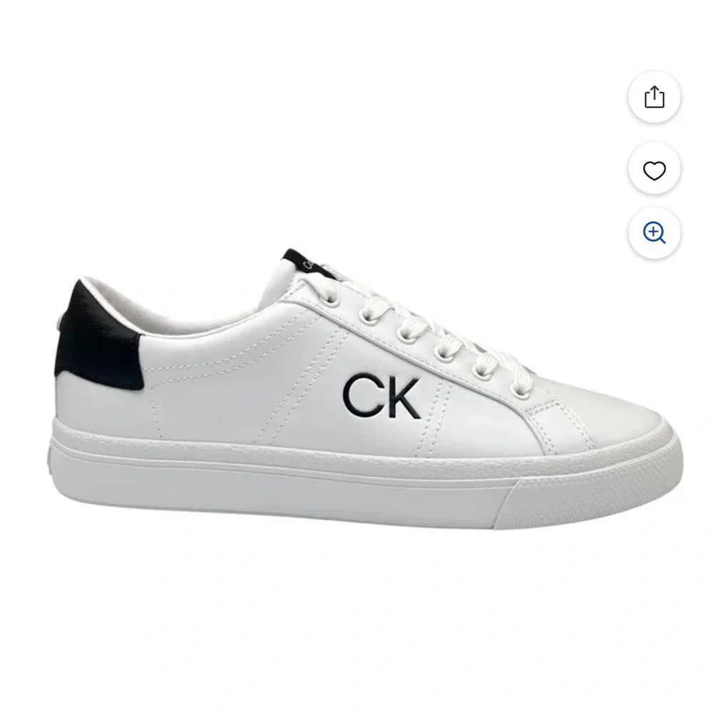 Calvin Klein Womens Claire Casual Fashion Sneakers Size 7 White Black Low Top